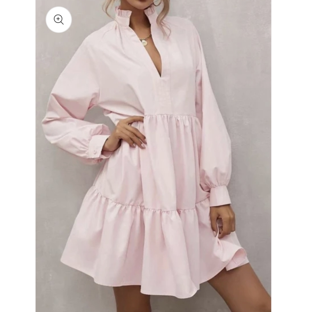 Soft pink , Long sleeve, Midi dress,puff sleeves size medium/small